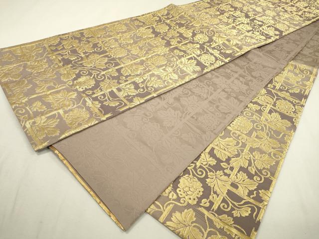 平和屋着物▼六通柄袋帯 更紗花唐草文 金糸 正絹 逸品 DABF2015fe
