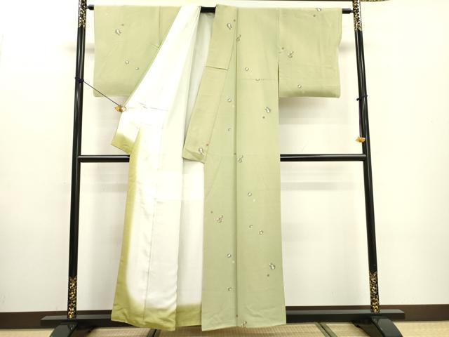 平和屋着物▼上質な小紋 総刺繍 花丸文 金糸 正絹 逸品 DABF2049fe