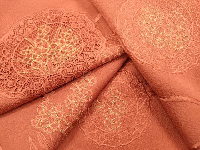 平和屋着物▼中国三大刺繍 スワトウ刺繍 汕頭刺繍 総刺繍 色留袖 鏡裏花文 金糸 赤丹色 さが美扱い 正絹 逸品 DABF2066fe