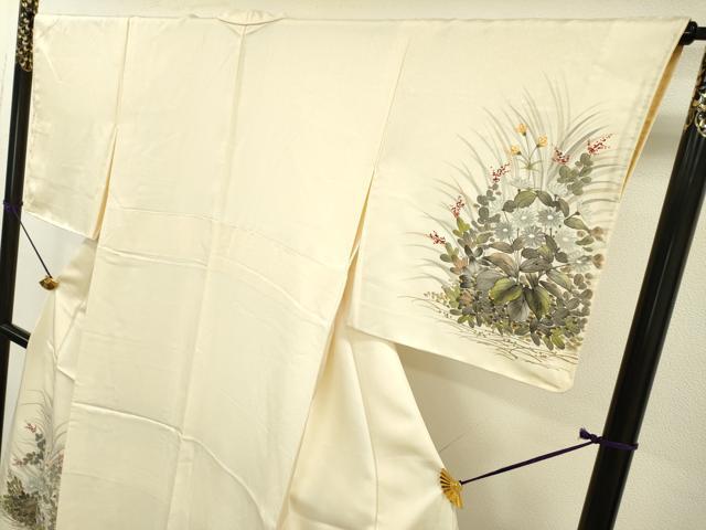 平和屋着物▼訪問着 手描き 草花 正絹 逸品 DABF2070fe