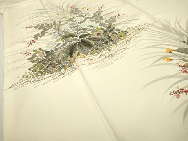 平和屋着物▼訪問着 手描き 草花 正絹 逸品 DABF2070fe