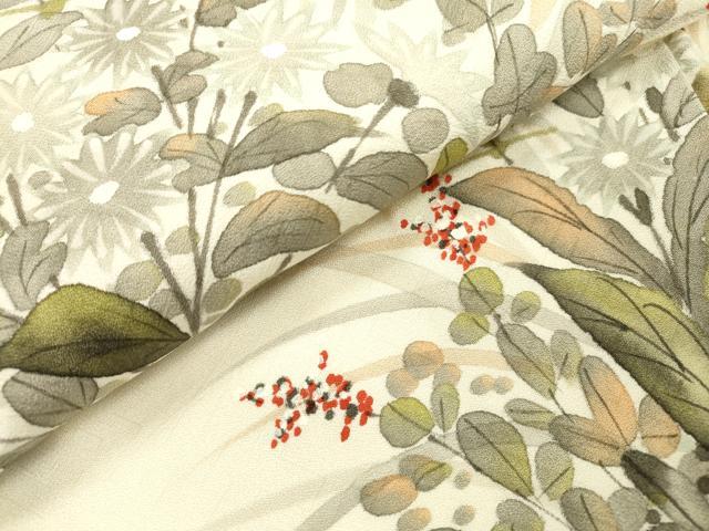 平和屋着物▼訪問着 手描き 草花 正絹 逸品 DABF2070fe