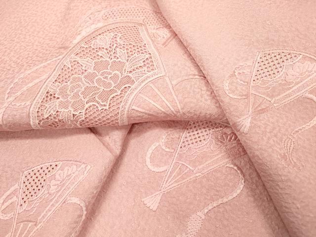 平和屋着物▼中国三大刺繍 スワトウ刺繍 汕頭刺繍 総刺繍 無地絵羽訪問着 扇面花文 虹色 正絹 逸品 DABF2083fe
