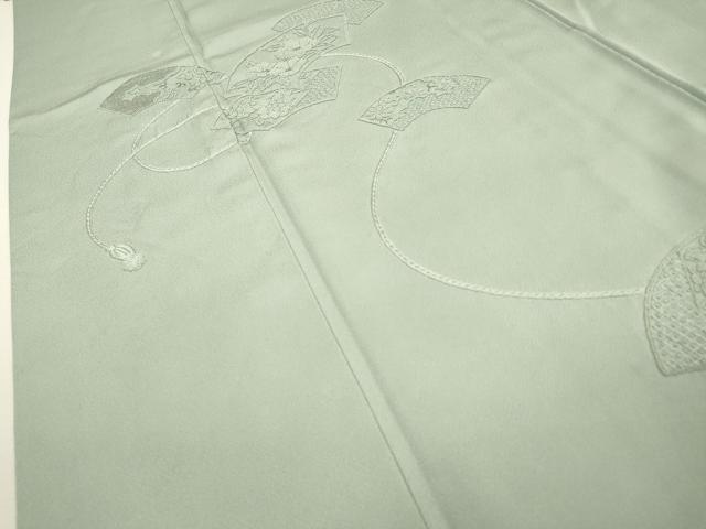 平和屋着物▼中国三大刺繍 相良刺繍 総刺繍 訪問着 地紙花文 銀糸 千草鼠色 正絹 逸品 DABF2088fe