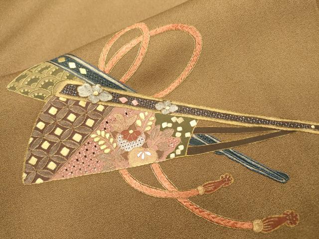 平和屋着物▼中国三大刺繍 スワトウ刺繍 汕頭刺繍 相良刺繍 総刺繍 訪問着 扇面鳳凰花文 暈し染 金彩 正絹 逸品 未使用 DABF2121fe