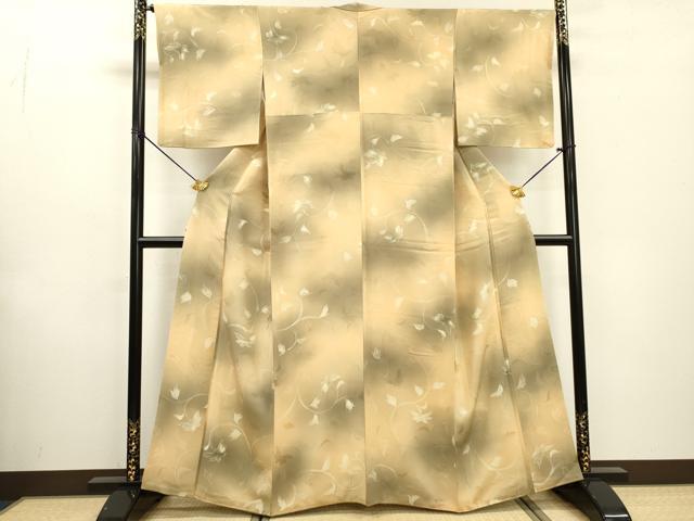 平和屋着物▼上質な小紋 地紋起こし 唐草 暈し染 正絹 逸品 DABF2137fe