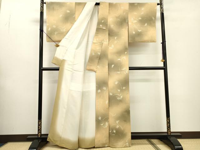 平和屋着物▼上質な小紋 地紋起こし 唐草 暈し染 正絹 逸品 DABF2137fe