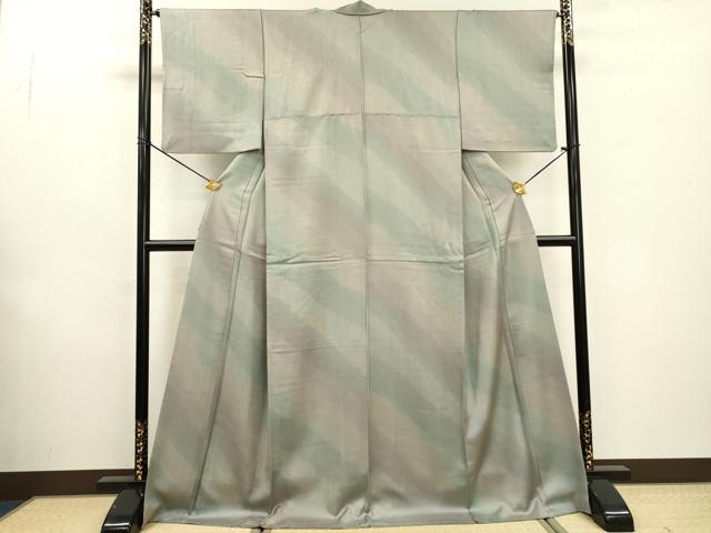 平和屋着物▼上質な小紋 斜線文 暈し染 ロング丈 正絹 逸品 DABF2141fe
