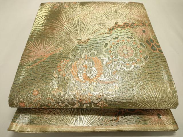 平和屋着物▼佐賀錦 六通柄袋帯 正倉院鳳凰松文 金糸 正絹 逸品 DABF2228fe