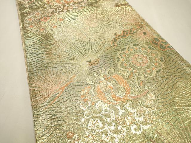 平和屋着物▼佐賀錦 六通柄袋帯 正倉院鳳凰松文 金糸 正絹 逸品 DABF2228fe