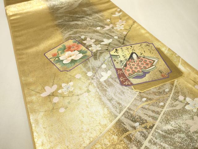 平和屋着物▼六通柄袋帯 作家物 手描き 女人文 金銀彩 引箔 正絹 逸品 DABF2250fe