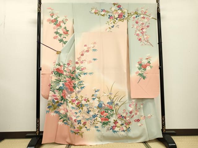 平和屋着物●豪華振袖 友禅 作家物 花鳥文 暈し染 正絹 逸品 DABF2257fe