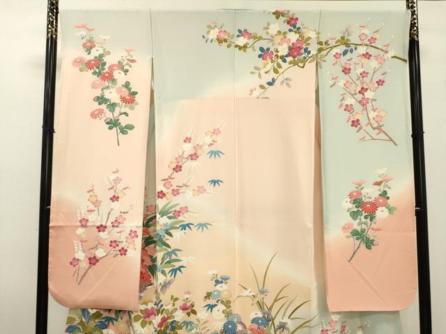 平和屋着物●豪華振袖 友禅 作家物 花鳥文 暈し染 正絹 逸品 DABF2257fe