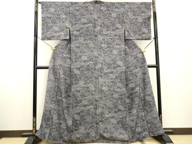 平和屋着物●江戸小紋 舞蝶菊文 正絹 逸品 DABF2260fe