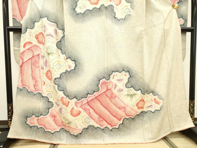 平和屋着物●名門 藤娘きぬたや・総絞り 振袖 道長花菱文 正絹 逸品 DABF2261fe