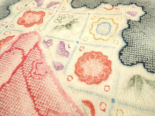 平和屋着物●名門 藤娘きぬたや・総絞り 振袖 道長花菱文 正絹 逸品 DABF2261fe