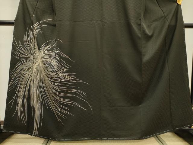 平和屋着物●訪問着 刺繍 乱菊 黒地 正絹 逸品 DABF2262fe