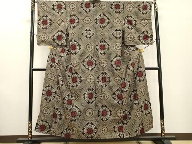 平和屋着物●本場大島紬 龍郷絣 7マルキ 花菱文 正絹 逸品 DABF2269fe