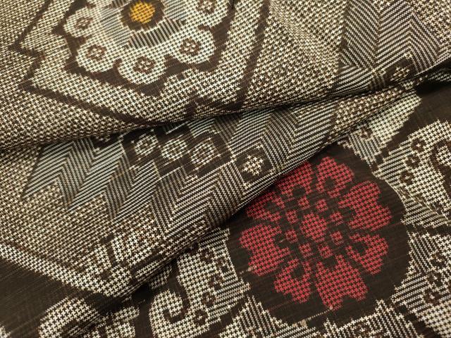 平和屋着物●本場大島紬 龍郷絣 7マルキ 花菱文 正絹 逸品 DABF2269fe