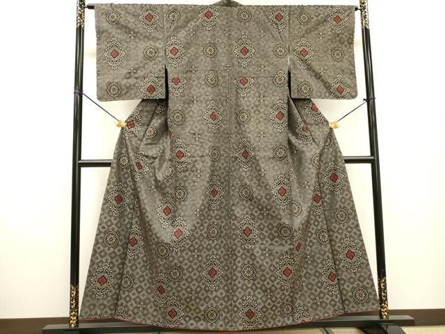 平和屋着物●本場大島紬 龍郷絣 7マルキ 花菱文 正絹 逸品 未使用 DABF2273fe