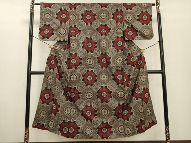 平和屋着物●本場大島紬 龍郷絣 7マルキ 草花 正絹 逸品 DABF2274fe