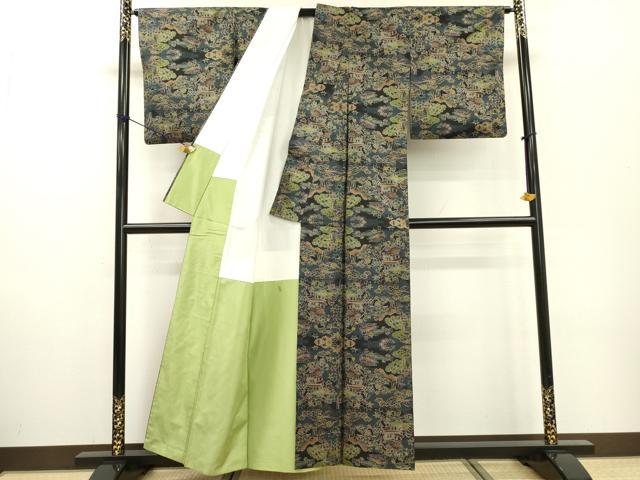 平和屋着物●本場大島紬 7マルキ 風景花文 正絹 逸品 DABF2277fe