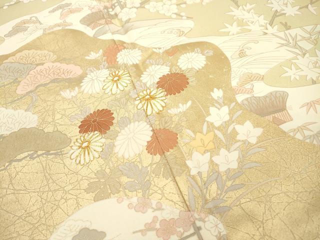 平和屋着物●豪華色留袖 駒刺繍 道長花松文 金彩 鈴乃屋扱い 正絹 逸品 DABF2278fe