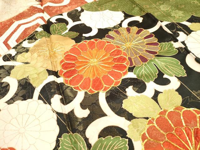 平和屋着物●豪華振袖 駒刺繍 吉祥菊唐草松文 金彩 金通し地 正絹 逸品 DABF2282fe