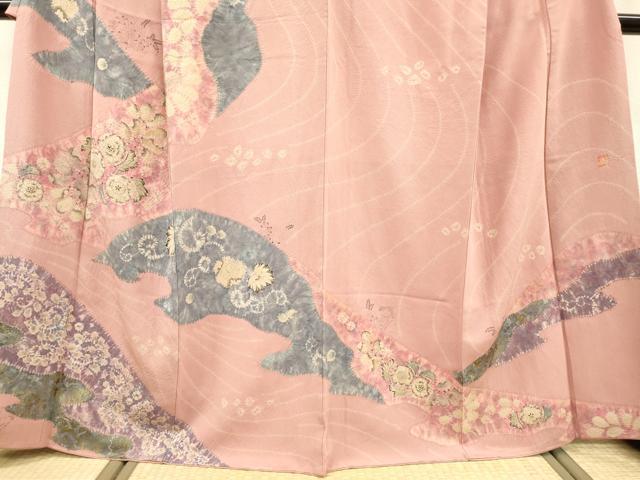 平和屋着物●十日町 名門 滝泰謹製 訪問着 絞り 辻が花 金彩 正絹 逸品 DABF2283fe