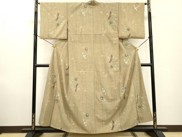 平和屋着物●小紋 短冊毬文 洗える着物 DABF2294fe