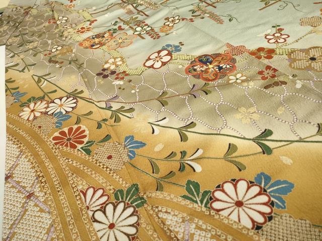 平和屋着物●訪問着 駒刺繍 藤花房枝花文 暈し染 金彩 ますいわ屋扱い 正絹 逸品 DABF2303fe