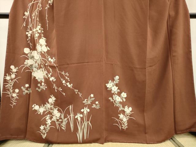 平和屋着物●訪問着 刺繍 枝花 金糸 鬼しぼ縮緬 鈴乃屋扱い 正絹 逸品 未使用 DABF2307fe