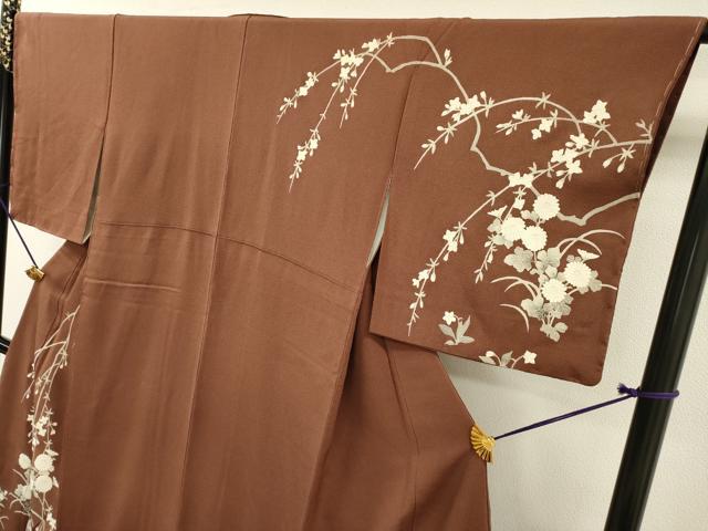 平和屋着物●訪問着 刺繍 枝花 金糸 鬼しぼ縮緬 鈴乃屋扱い 正絹 逸品 未使用 DABF2307fe