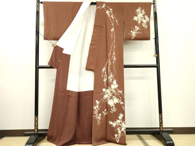 平和屋着物●訪問着 刺繍 枝花 金糸 鬼しぼ縮緬 鈴乃屋扱い 正絹 逸品 未使用 DABF2307fe