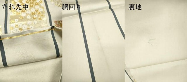 平和屋着物▼六通柄袋帯 短冊花松葉文 金銀糸 正絹 逸品 DABF2345fe