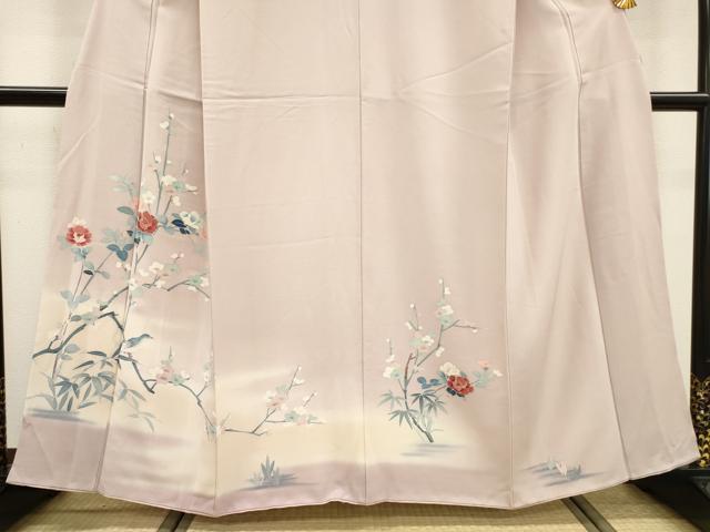 平和屋着物▼訪問着 友禅 枝花に休み鳥 暈し染 正絹 逸品 DABF2364fe