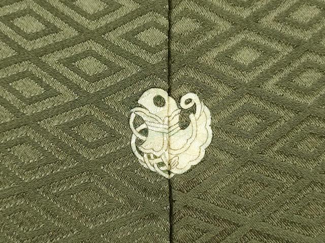 平和屋着物▼上質な色無地 菱地紋 老竹色 正絹 逸品 DABF2366fe