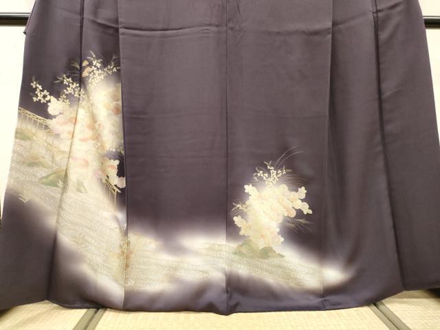 平和屋着物▼訪問着 流水花文 暈し染 金銀彩 正絹 逸品 DABF2415fe