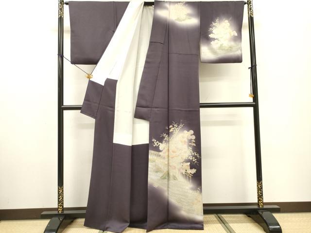 平和屋着物▼訪問着 流水花文 暈し染 金銀彩 正絹 逸品 DABF2415fe