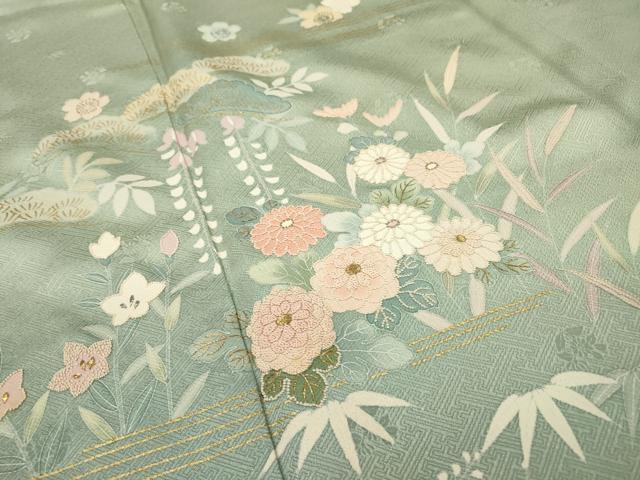 平和屋着物▼中国三大刺繍 相良刺繍 訪問着 花松文 暈し染 金彩 ますいわ屋扱い 正絹 逸品 DABF2434fe