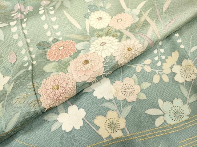 平和屋着物▼中国三大刺繍 相良刺繍 訪問着 花松文 暈し染 金彩 ますいわ屋扱い 正絹 逸品 DABF2434fe