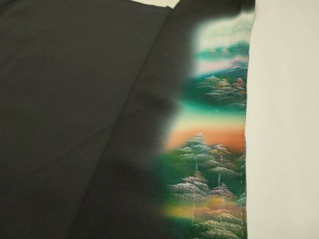 平和屋着物▼豪華黒留袖 作家物 雪持ち風景文 暈し染 金彩 正絹 逸品 DABF2435fe