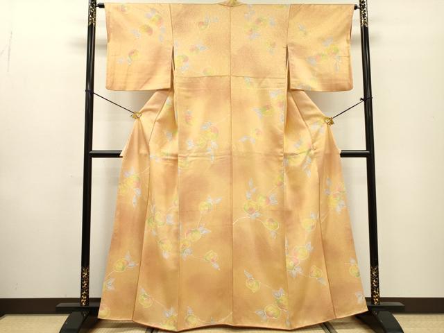 平和屋着物▼上質な小紋 地紋起こし 枝花 暈し染 正絹 逸品 DABF2496fe