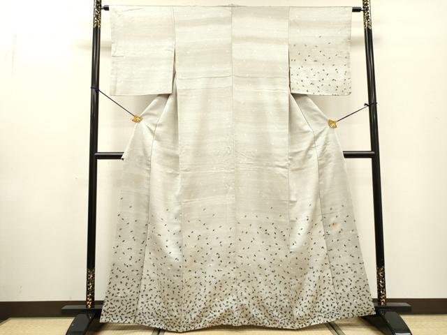 平和屋着物▼染織作家 染織デザイナー 大島明 訪問着 舞葉文 金彩 正絹 逸品 DABF2508fe