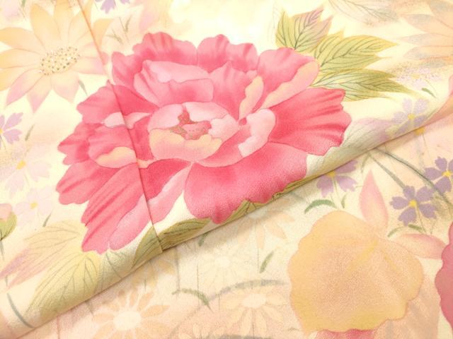 平和屋着物▼訪問着 作家物 手描き 草花 暈し染 金彩 正絹 逸品 DABF2514fe