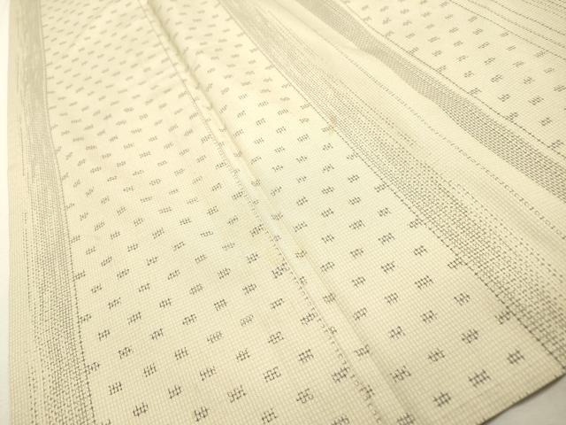 平和屋着物▽本場大島紬 単衣 白大島 間道 正絹 逸品 DABF2526fe