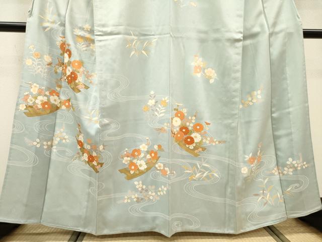 平和屋着物▽訪問着 単衣 刺繍 渡り舟 草花 金彩 正絹 逸品 DABF2527fe