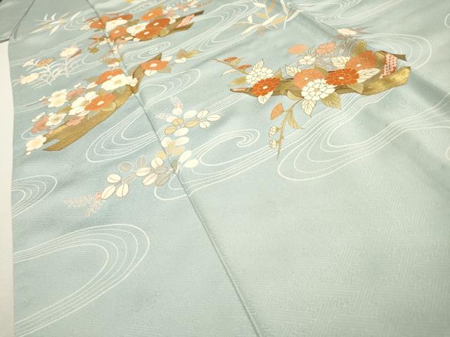 平和屋着物▽訪問着 単衣 刺繍 渡り舟 草花 金彩 正絹 逸品 DABF2527fe
