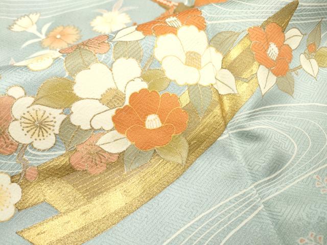 平和屋着物▽訪問着 単衣 刺繍 渡り舟 草花 金彩 正絹 逸品 DABF2527fe