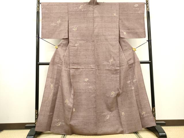平和屋着物▽上質な紬 単衣 笠 片輪車 鼓 正絹 逸品 DABF2539fe